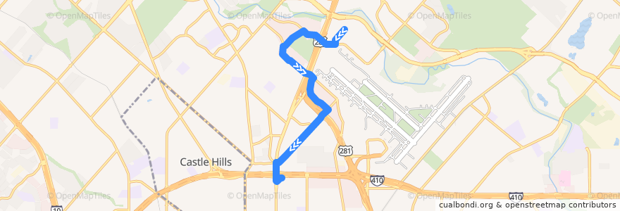 Mapa del recorrido North Star/Stone Oak de la línea  en سان أنطونيو.