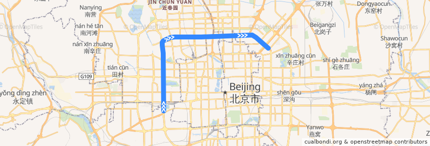 Mapa del recorrido Bus 300: 草桥 => 草桥 de la línea  en Pekín.