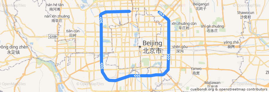 Mapa del recorrido Bus 300快: 和平东桥 => 和平东桥 de la línea  en Pekin.