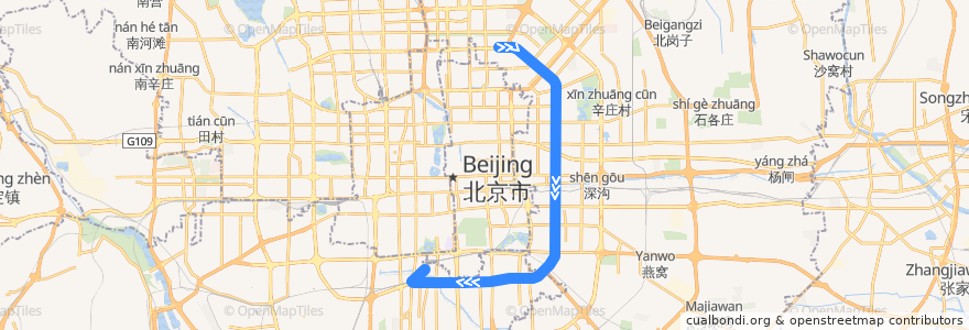 Mapa del recorrido Bus 特8快: 北京南站南广场 => 北京南站南广场 de la línea  en 北京市.