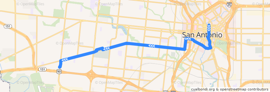 Mapa del recorrido Guadalupe Frequent de la línea  en سان أنطونيو.