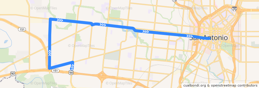 Mapa del recorrido West Commerce Frequent de la línea  en سان أنطونيو.