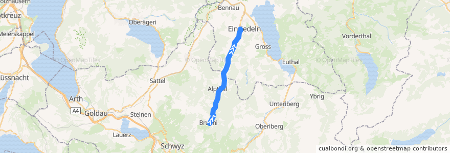 Mapa del recorrido Bus 554: Brunni SZ, Talstation LBH => Einsiedeln, Bahnhof de la línea  en Svitto.