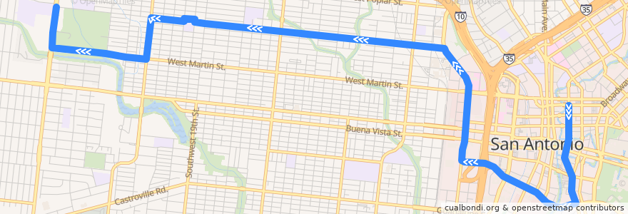 Mapa del recorrido Ruiz Frequent de la línea  en سان أنطونيو.
