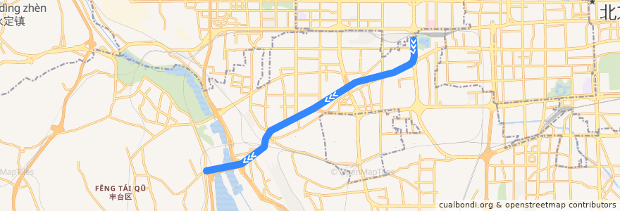 Mapa del recorrido Bus 661: 长椿街路口西 => 太子峪陵园 de la línea  en Fengtai District.