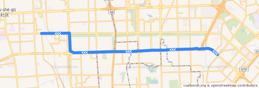 Mapa del recorrido Bus 671: 四惠站 => 西苑枢纽站 de la línea  en بكين.