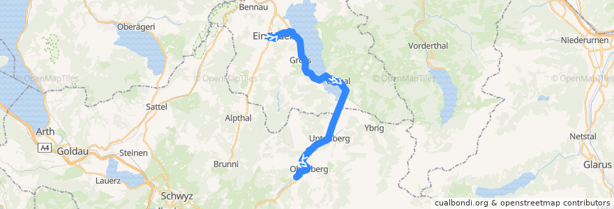 Mapa del recorrido Bus 555: Einsiedeln, Bahnhof => Hoch-Ybrig, Talst. Laucheren de la línea  en Schwyz.
