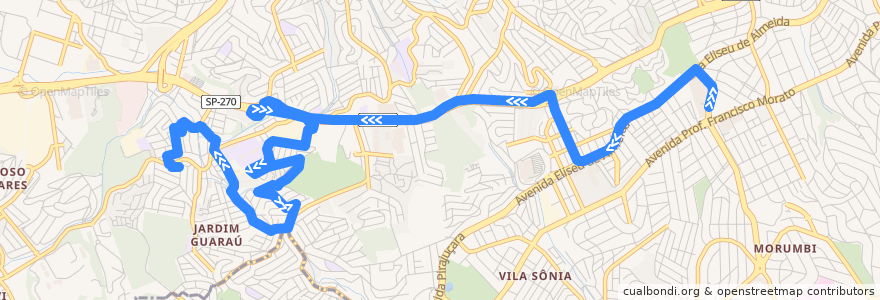 Mapa del recorrido 8025-10 Terminal Morumbi - Jardim Rosa Maria de la línea  en 聖保羅.