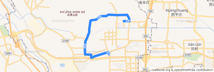 Mapa del recorrido Bus 311: 苹果园南 => 工人疗养院 de la línea  en پکن.