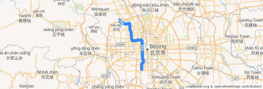 Mapa del recorrido Subway 4: 安河桥北 => 公益西桥 de la línea  en Peking.