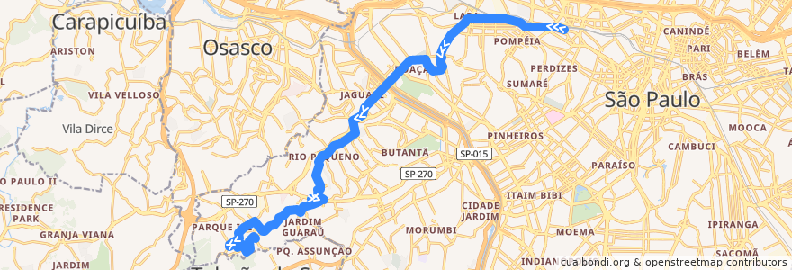 Mapa del recorrido 748R-10 Terminal Barra Funda - Jardim João XXIII de la línea  en سائوپائولو.