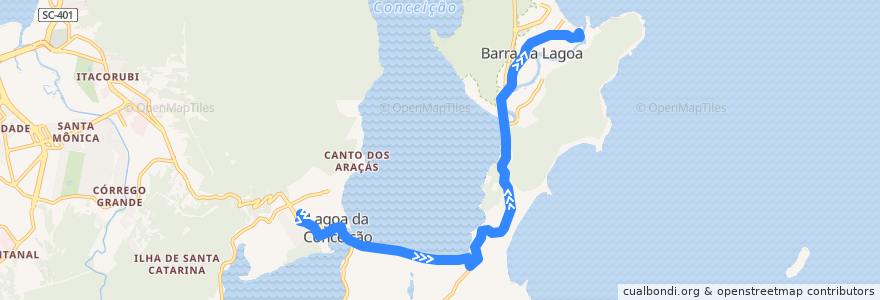 Mapa del recorrido Ônibus 360: Barra da Lagoa, TILAG => Bairro de la línea  en فلرینو پولیس.