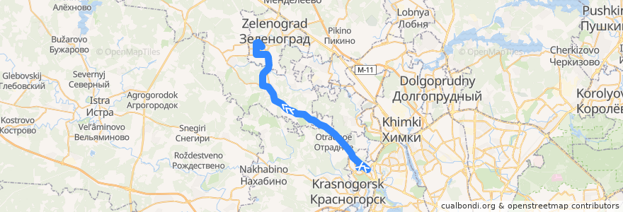 Mapa del recorrido Автобус № 707м "м. Сходненская - м. Митино - Крюково" de la línea  en Центральный федеральный округ.
