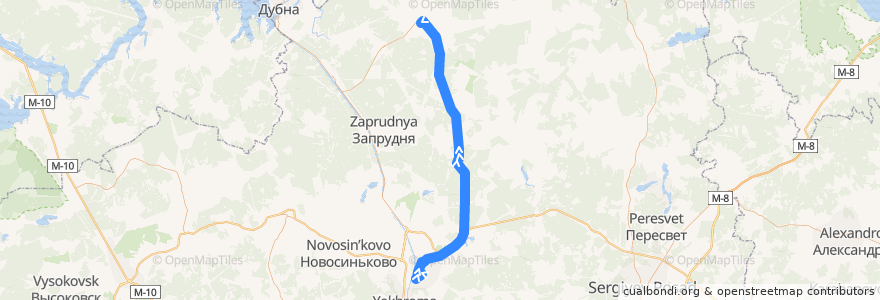Mapa del recorrido Автобус №56: Дмитров - Талдом de la línea  en Московская область.
