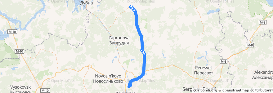 Mapa del recorrido Автобус №56: Талдом - Дмитров de la línea  en Московская область.