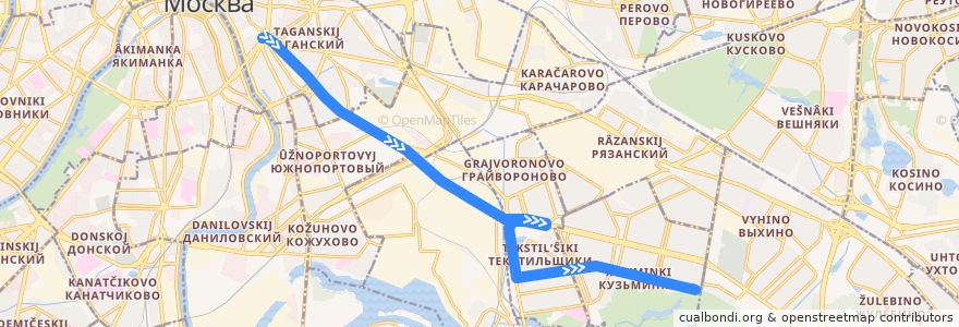 Mapa del recorrido Троллейбус №27: Ветеринарная академия - Метро "Таганская" de la línea  en Юго-Восточный административный округ.