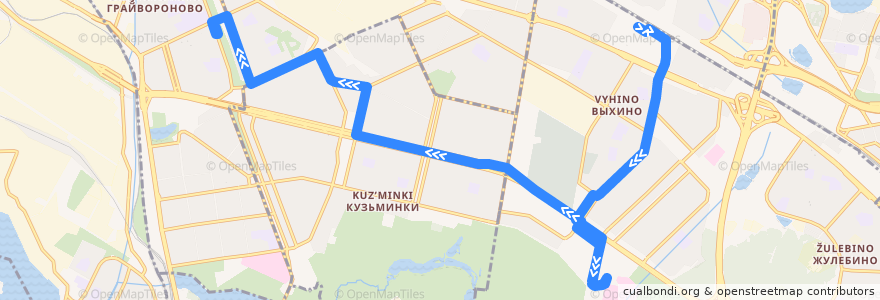 Mapa del recorrido Автобус 569: Метро "Выхино" => Саратовская улица de la línea  en 东南行政区.