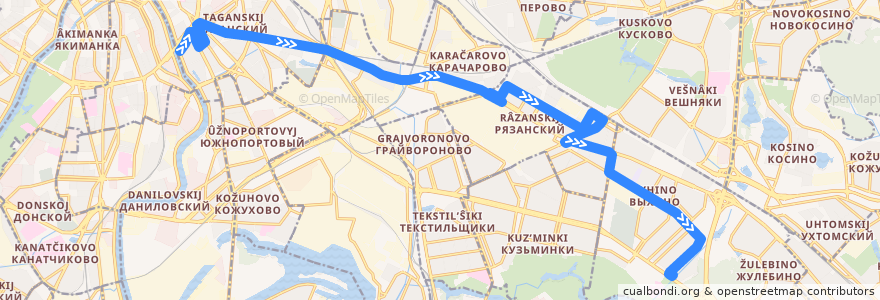 Mapa del recorrido Автобус 51: Народная улица - 138-й квартал Выхина de la línea  en 东南行政区.