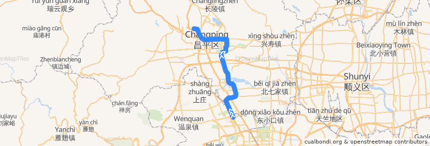 Mapa del recorrido Subway CP: 西二旗 => 昌平西山口 de la línea  en بكين.