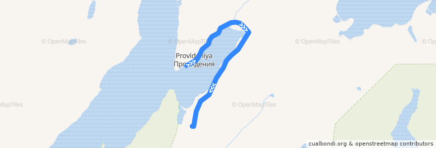 Mapa del recorrido Автобус №1: Провидения-Аэропорт de la línea  en Чукотский автономный округ.