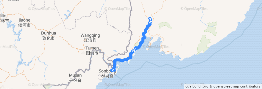 Mapa del recorrido 우쑤리스크–평양 de la línea  en Primorsky Krai.