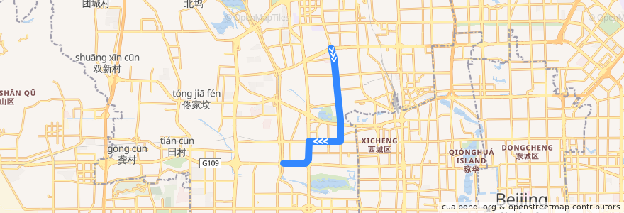 Mapa del recorrido Bus 653: 北苑家园 => 五路桥东 de la línea  en 베이징시.