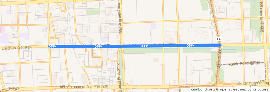 Mapa del recorrido Bus 689: 花乡驾校 => 惠新东桥西 de la línea  en Haidian District.