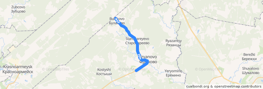 Mapa del recorrido Автобус 28: Булаково — Фряново (Аксёново) de la línea  en Shchyolkovsky District.