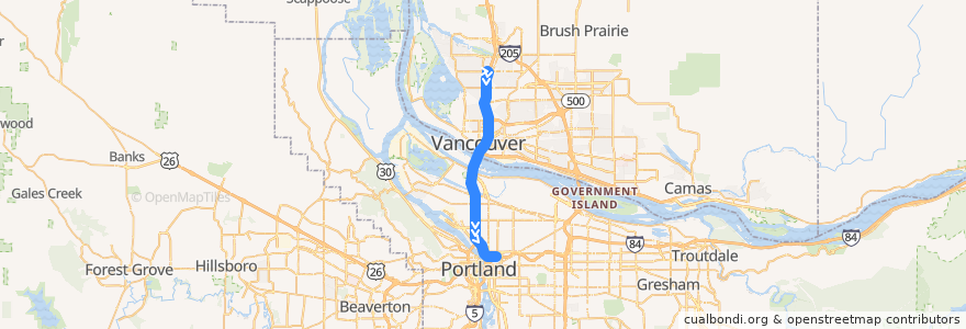 Mapa del recorrido Bus 157: 99th Street Transit Center => Portland de la línea  en Stati Uniti d'America.