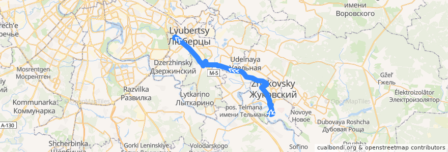 Mapa del recorrido Автобус №441: м. Котельники - аэропорт Жуковский de la línea  en 莫斯科州.