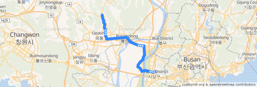 Mapa del recorrido 부산김해경전철 de la línea  en South Korea.