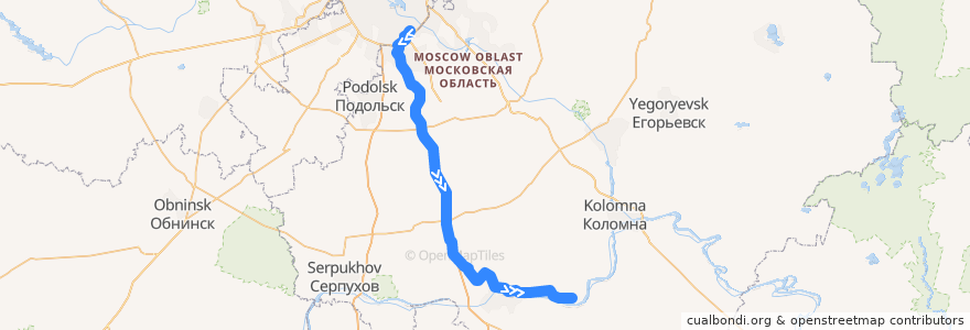 Mapa del recorrido Автобус 349: Метро Красногвардейская - Озёры de la línea  en محافظة موسكو.