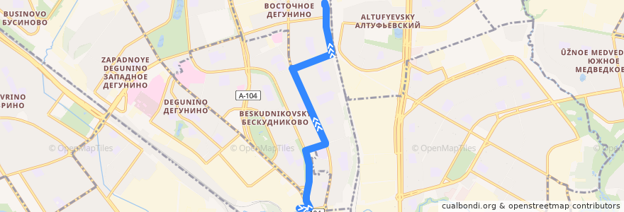 Mapa del recorrido Автобус №170: метро "Верхние Лихоборы" - станция "Бескудниково" de la línea  en Nördlicher Verwaltungsbezirk.