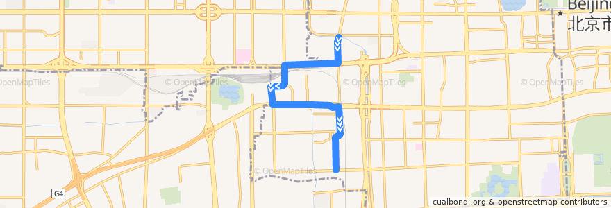Mapa del recorrido Bus 45: 动物园 => 高楼村 de la línea  en Beijing.