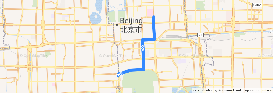 Mapa del recorrido Bus 110: 城铁柳芳站 => 天桥 de la línea  en بكين.