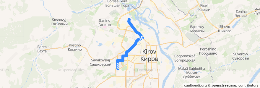 Mapa del recorrido Автобус №74: Ипподром — Северная больница de la línea  en городской округ Киров.