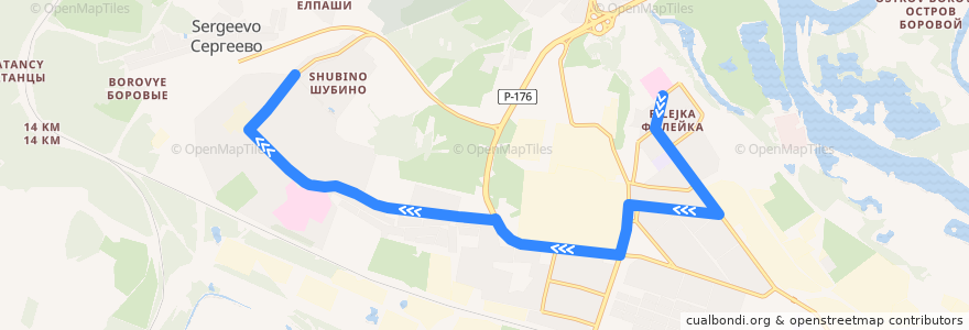 Mapa del recorrido Автобус №19: Северная больница — Деревня Хабаровы de la línea  en キーロフ管区.