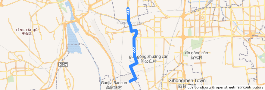 Mapa del recorrido Bus 967: 花园桥南 => 鸿益驾校 de la línea  en 北京市.
