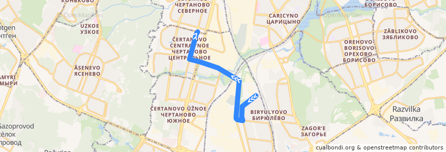 Mapa del recorrido Автобус №160: Харьковский проезд - Метро "Южная" de la línea  en Южный административный округ.