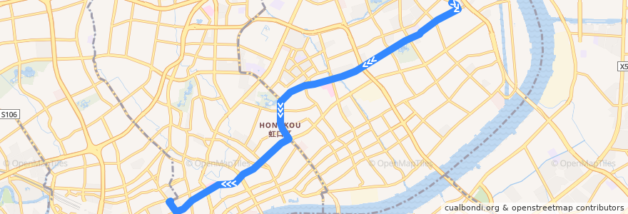 Mapa del recorrido 6路 de la línea  en Shanghai.