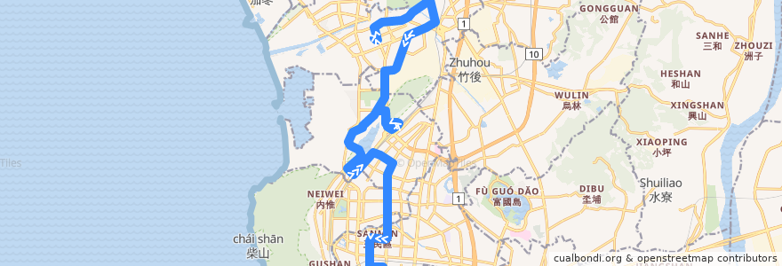 Mapa del recorrido 301路(往程) de la línea  en Kaohsiung.