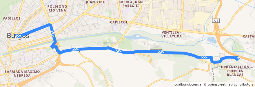 Mapa del recorrido L27: Plza España - Centro Asistencial FF BB de la línea  en برغش.