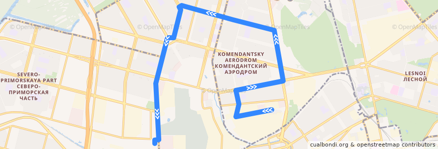 Mapa del recorrido Троллейбус № 25: Улица Генерала Хрулёва - метро "Старая Деревня" de la línea  en Приморский район.