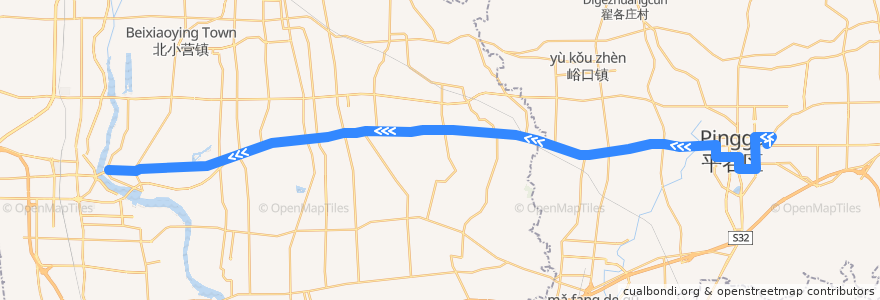 Mapa del recorrido Bus 918: 平谷汽车站 => 东直门外 de la línea  en Beijing.