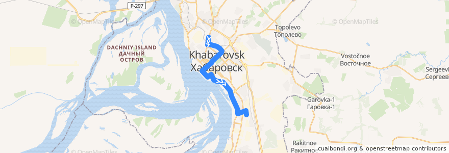 Mapa del recorrido Автобус 34: Автовокзал - Комбинат рыбной гастрономии de la línea  en городской округ Хабаровск.