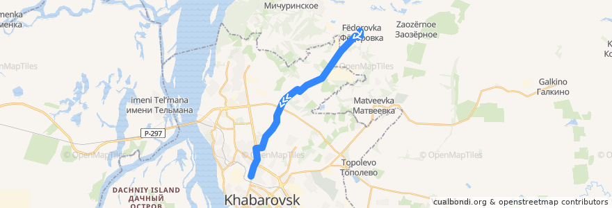 Mapa del recorrido Автобус 115: Фёдоровка - Автовокзал de la línea  en Khabarovsk Krai.