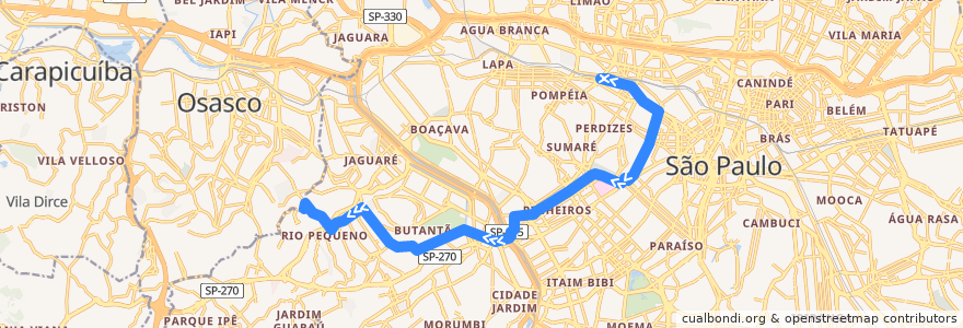 Mapa del recorrido 719R-10 Rio Pequeno de la línea  en São Paulo.