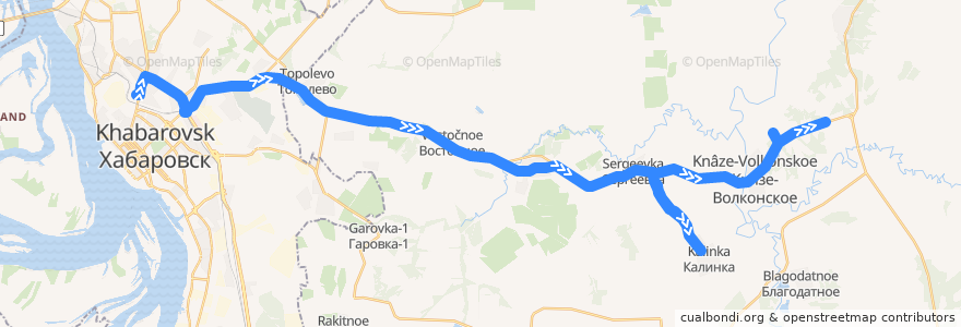 Mapa del recorrido Автобус 101: Автовокзал - Князе-Волконское de la línea  en Kraï de Khabarovsk.
