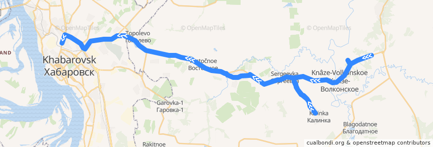Mapa del recorrido Автобус 101: Князе-Волконское - Автовокзал de la línea  en Territorio di Chabarovsk.