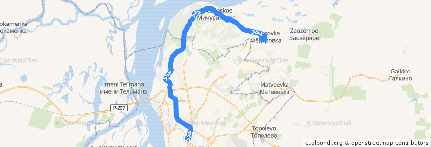 Mapa del recorrido Автобус 114: Автовокзал - село Фёдоровка de la línea  en Khabarovsk Krai.
